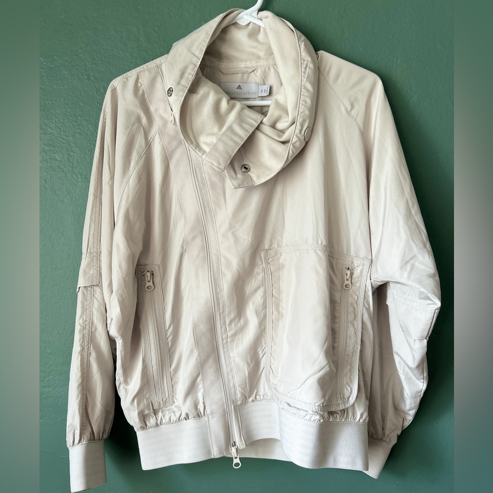 Adidas x Stella McCartney Funnel Neck Windbreaker Asymmetric Cropped Jacket